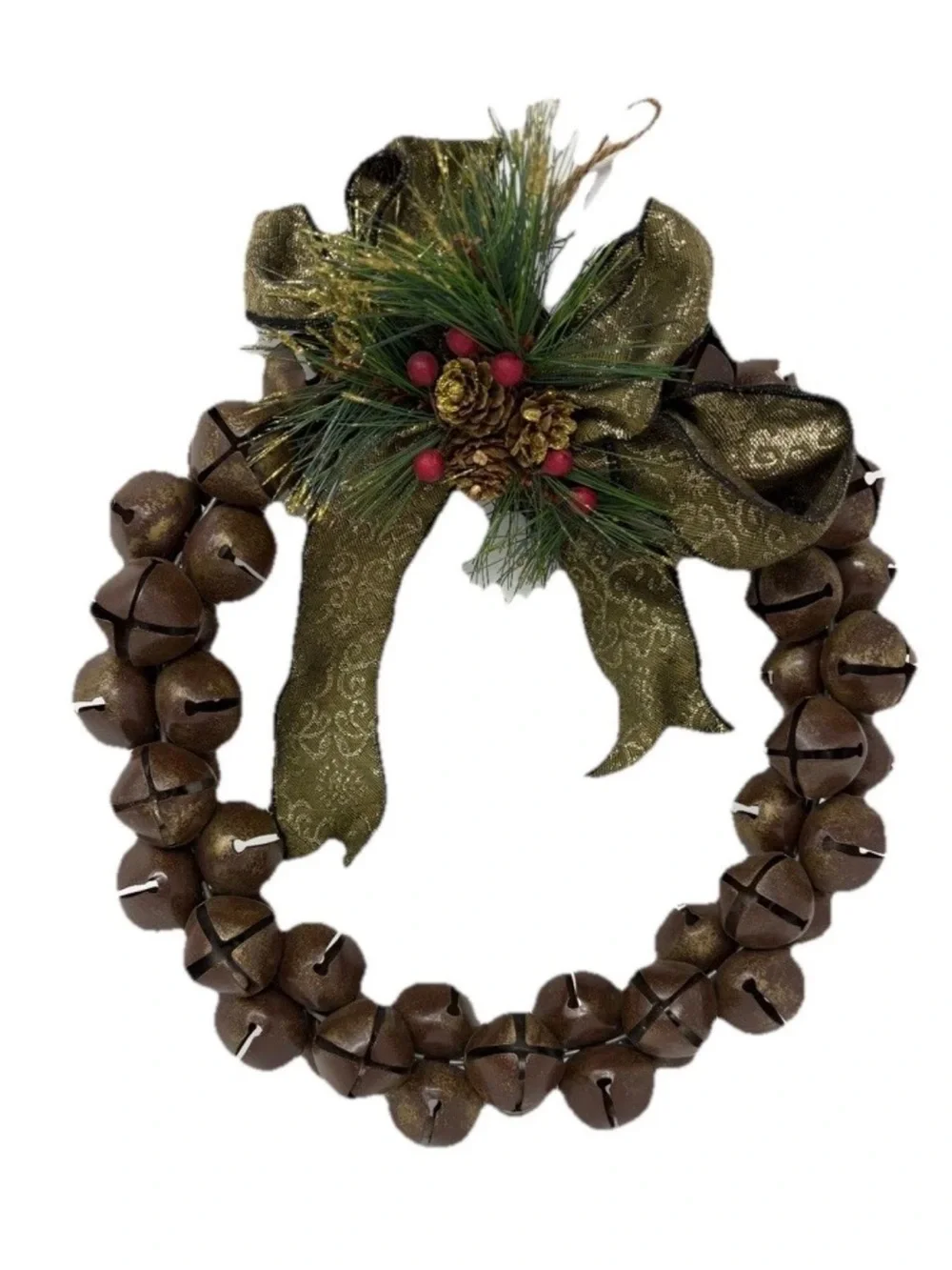 Large Rustic Metal Jingle Bell Wreath Farmhouse Christmas Door Decor